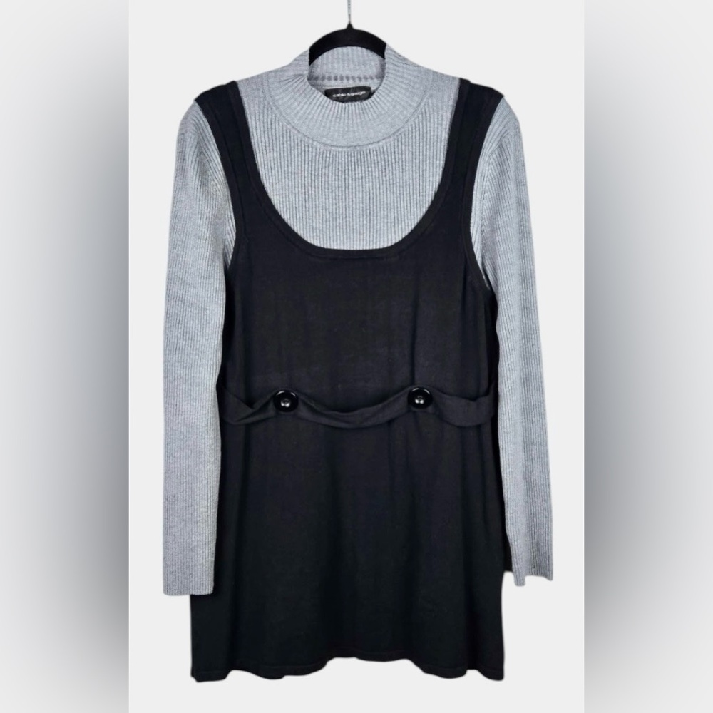Cable & Gauge Black and Gray Layered Blouse
